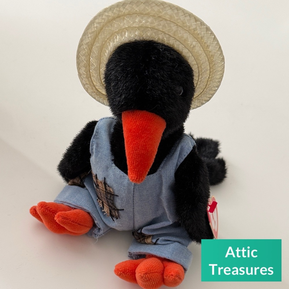 Retired 1993 Attic Treasures Cawley the Crow-Jointed Limbs-Removable Overalls
